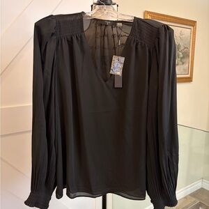Tahari Black Long Sleeve Blouse